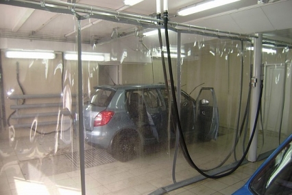 Шторы для автомойки из ПВХ прозрачная